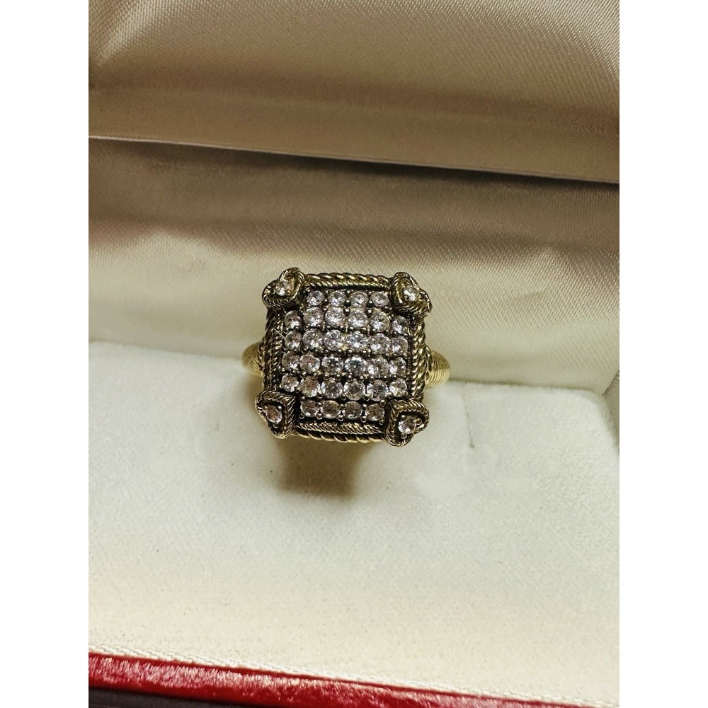 Judith Ripka Sterling 925 Silver Gold Tone CZ Heart Accent Ring - Picture 5 of 9
